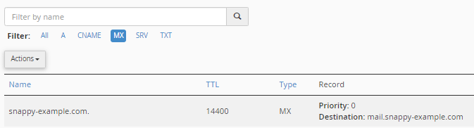 MX record (screenshot)