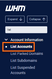 WHM - List Accounts