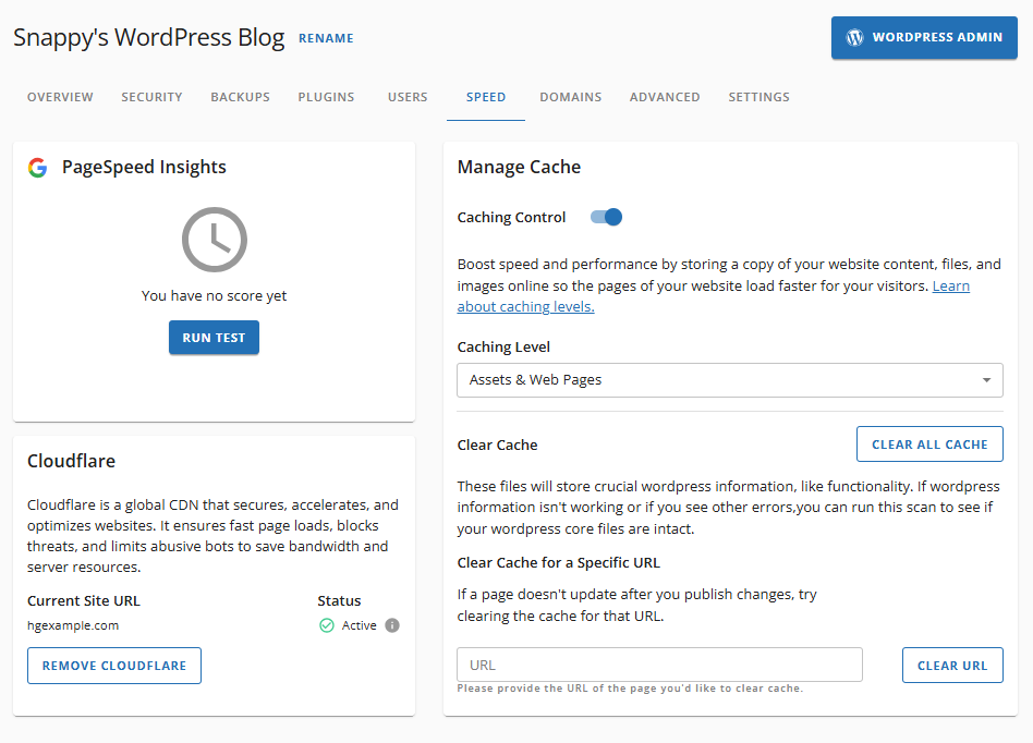 Customer Portal - Speed tab