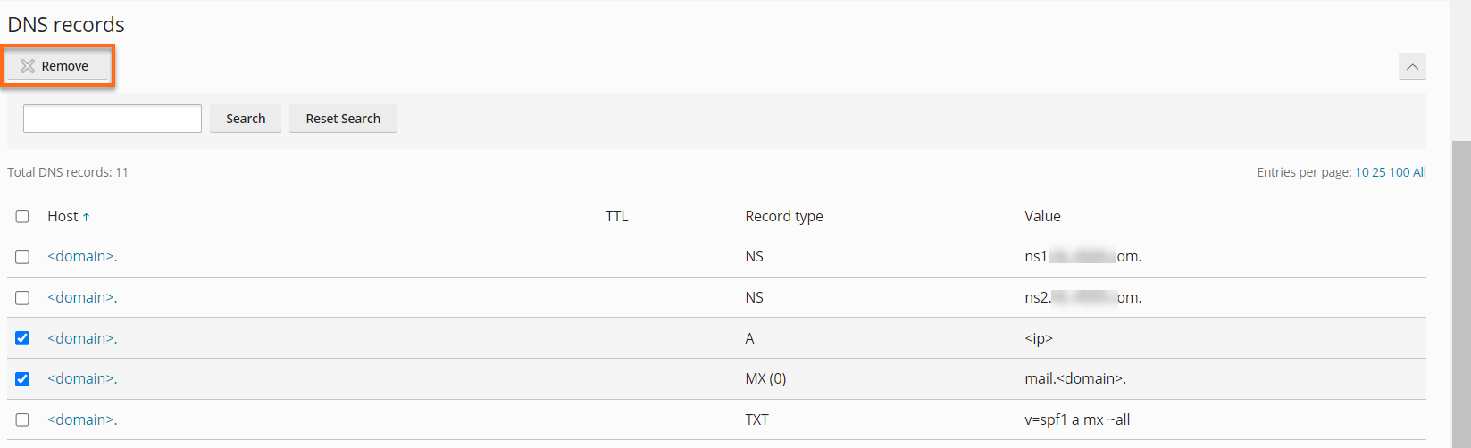 HostGator - Plesk Remove Resource Record