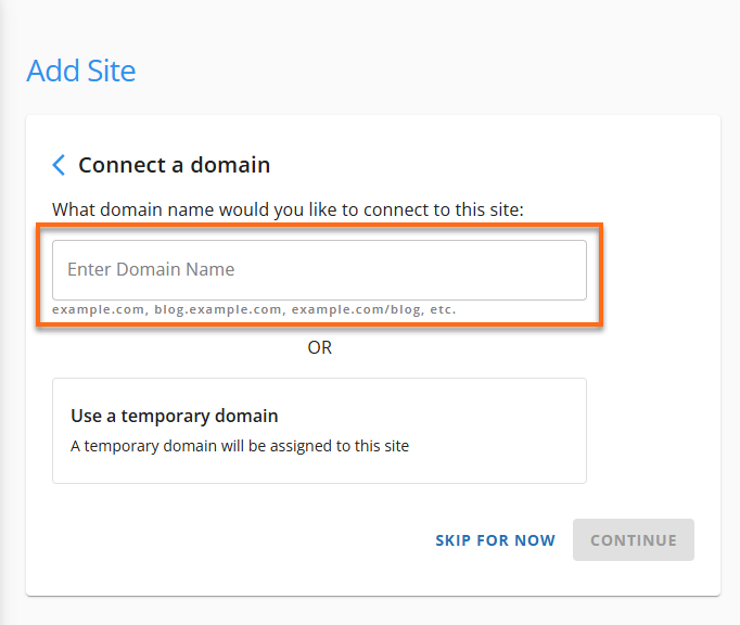 HG Customer Portal Hosting Tab - Enter Domain