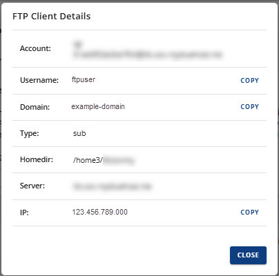 管理FTP账户 - FTP详情