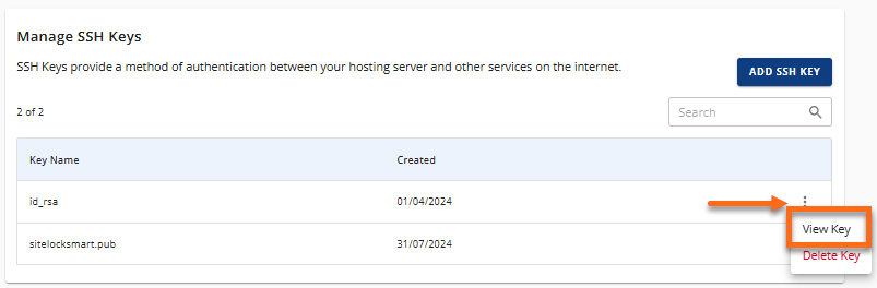 Manage SSH Keys - View SSH Key