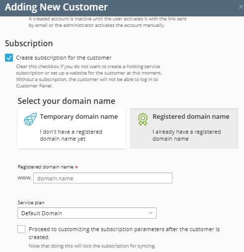 Subscription details