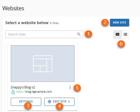 Customer Portal - Websites interface details