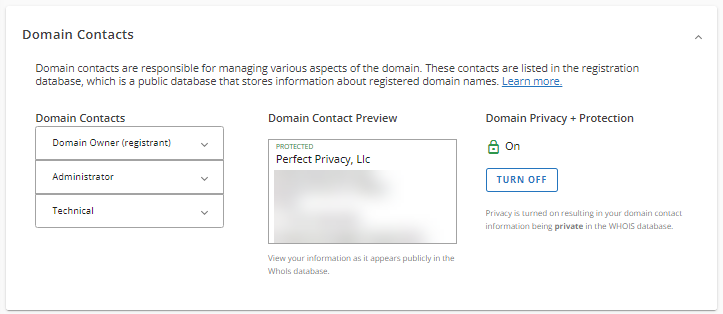 Customer Portal - Domain Contacts