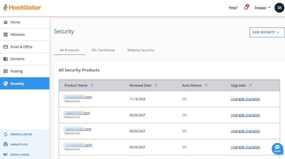 Customer Portal - Security - Interface