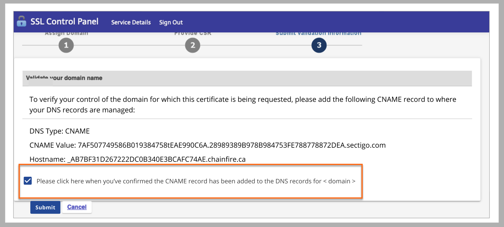 Security tab - SSL Certificates - Confirm Checkbox