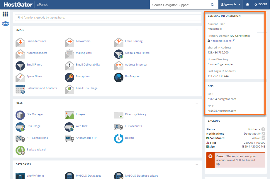 cPanel - General Information