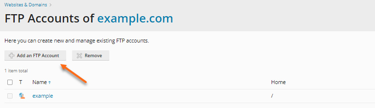 Plesk - Add an FTP account
