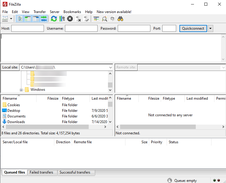 Filezilla 界面