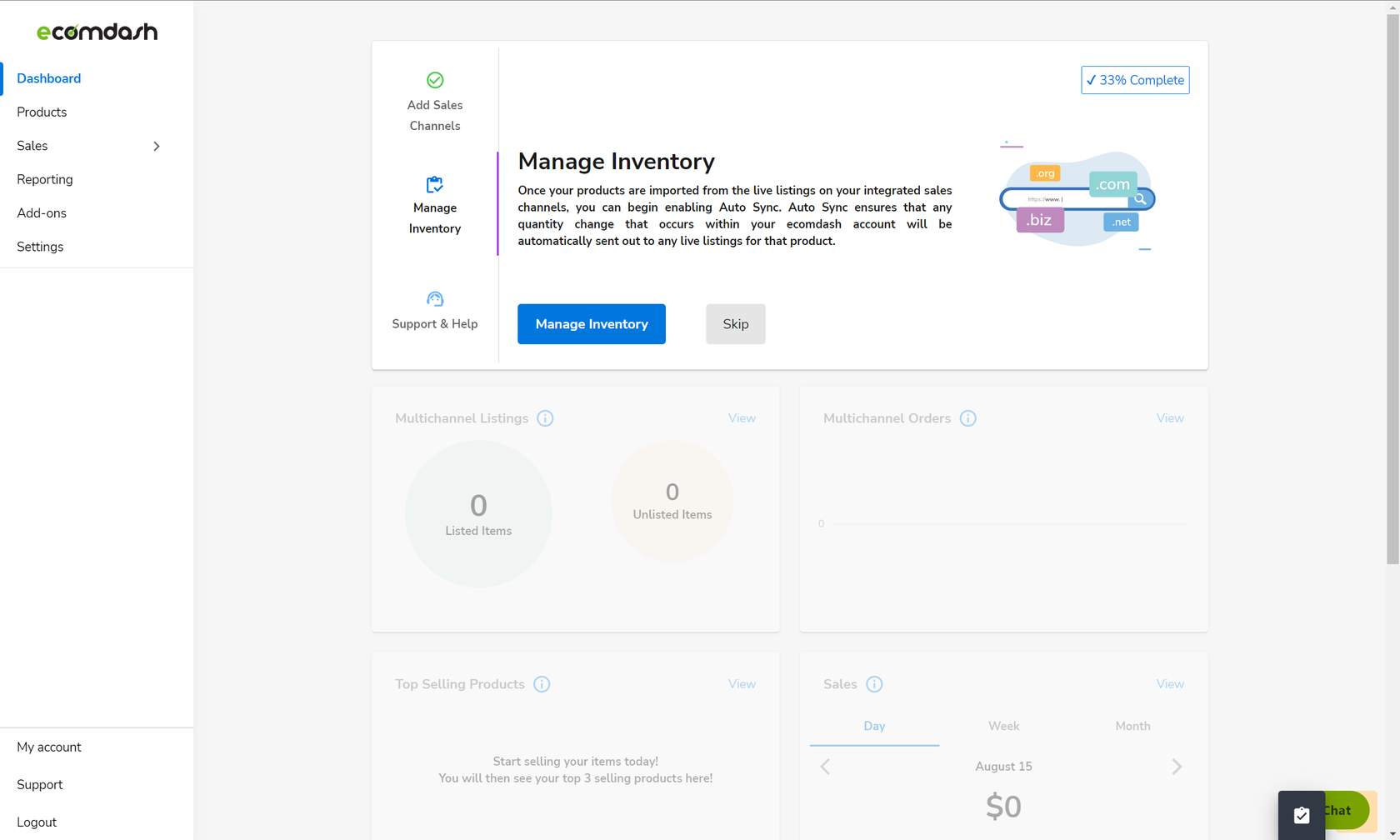 HostGator Ecomdash Dashboard