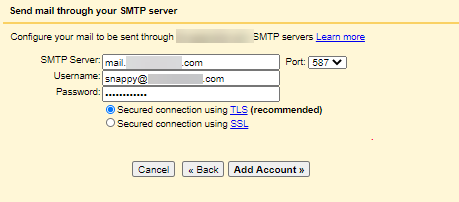 Gmailify - Settings - Add SMTP