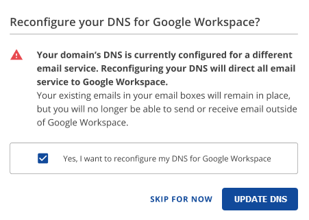 Google Workspace - Update DNS