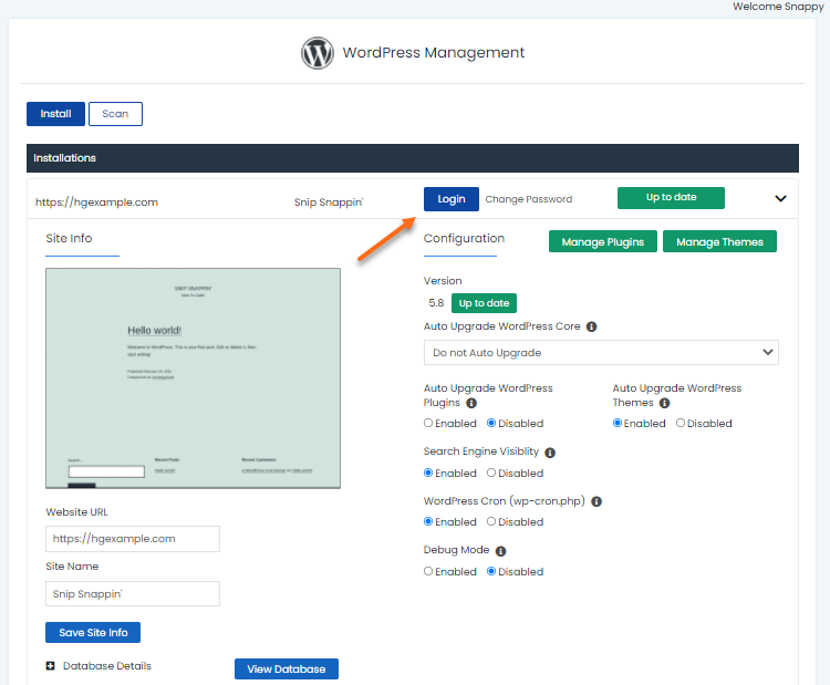 WordPress Manager - Login