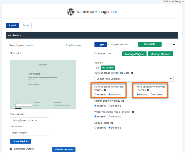 WordPress Manager - Update Plugins or Themes