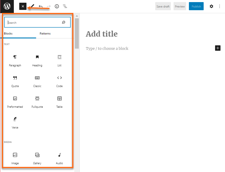 WordPress - Top Block Inserter