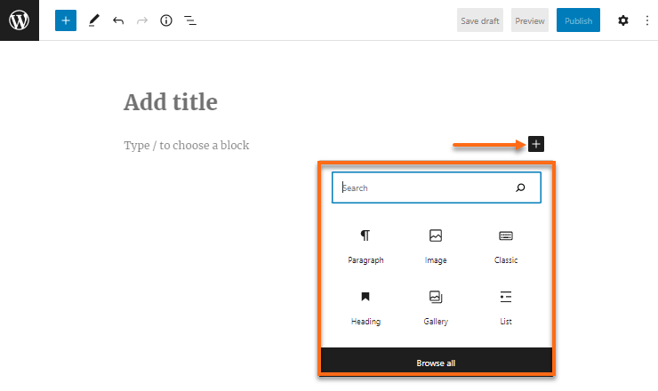 WordPress - Block workspace inserter