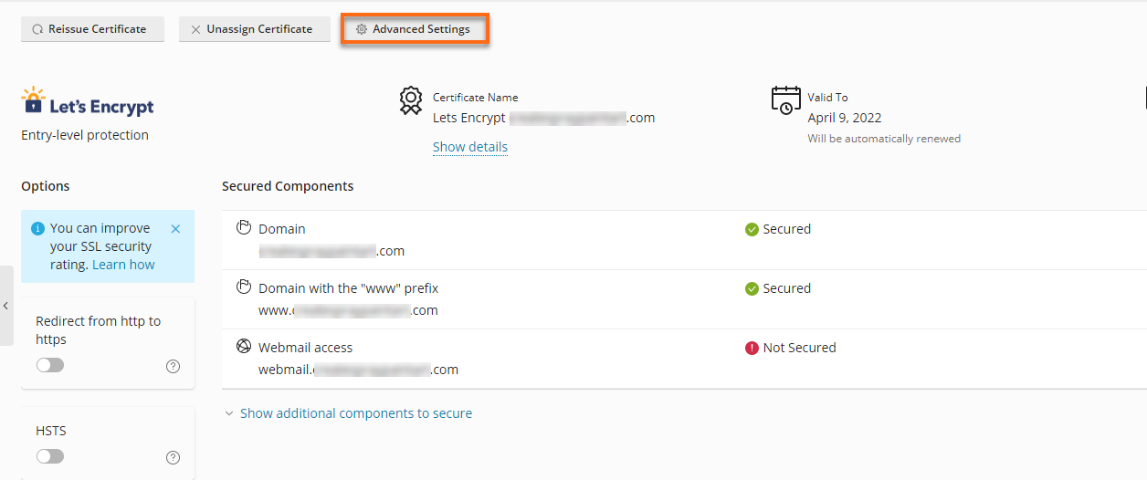 HostGator Plesk Download or remove Existing Certificates- Advance Setting
