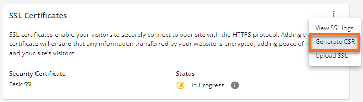 客户门户 - SSL 证书 - 生成 CSR