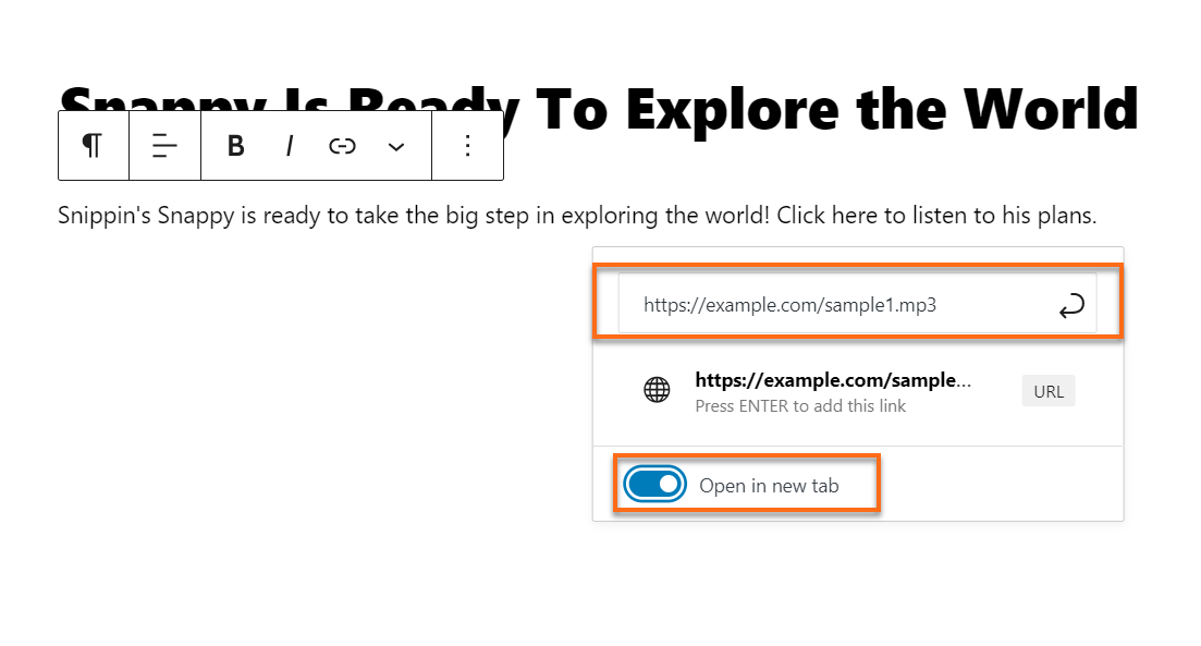 Adding Audio file link