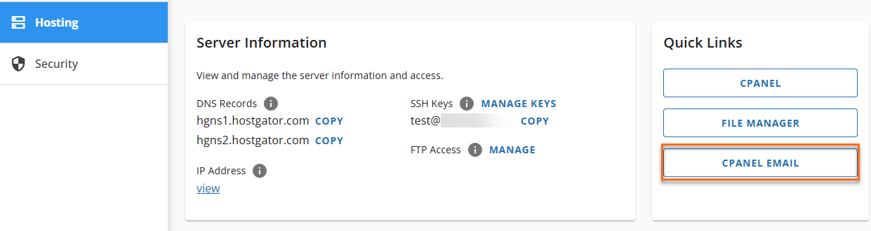 quick-links-cpanel-email