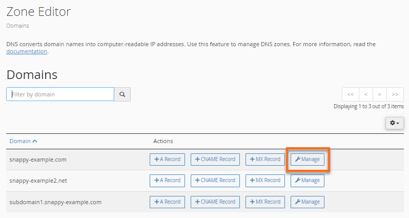 Zone Editor - Manage