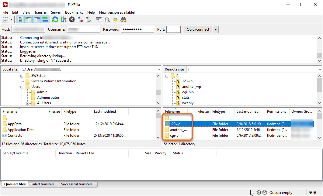 HostGator FTP 右键文件
