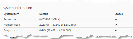 WHM - 服务器状态 - 系统信息