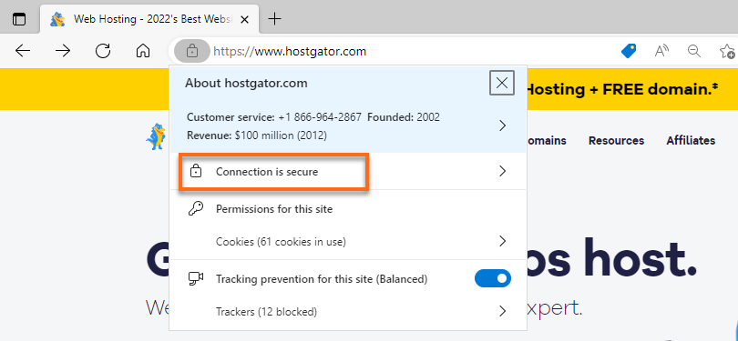 Edge - Connection is secure