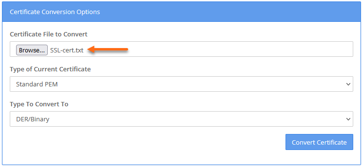 SSL Shopper - Upload CRT file