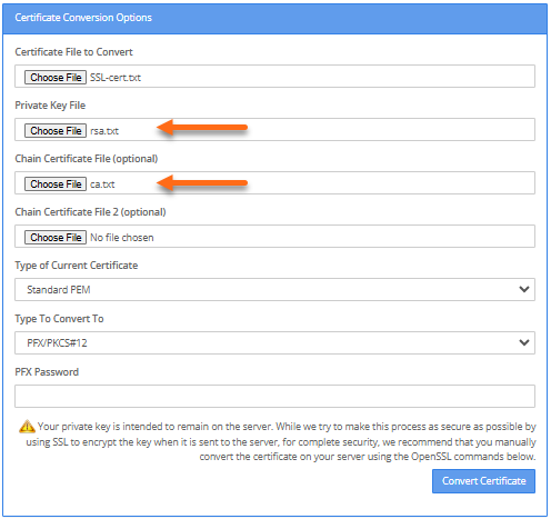 SSL Shopper - Upload RSA and CABundle files