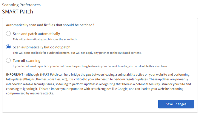 Scanning Preferences - SMART Patch options