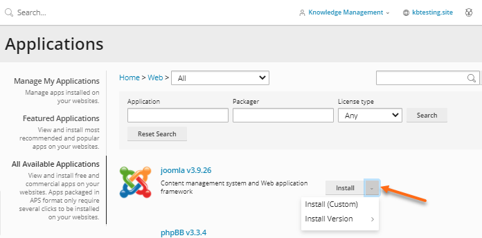 Plesk - Custom Install Application