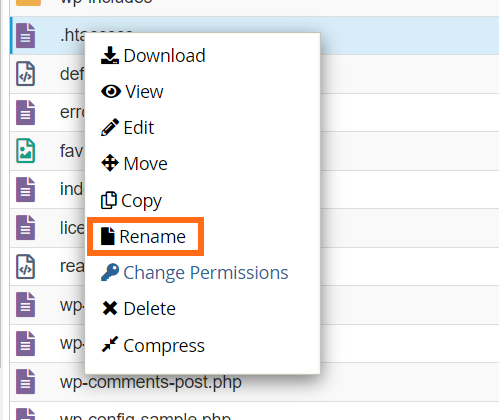Rename .htaccess File