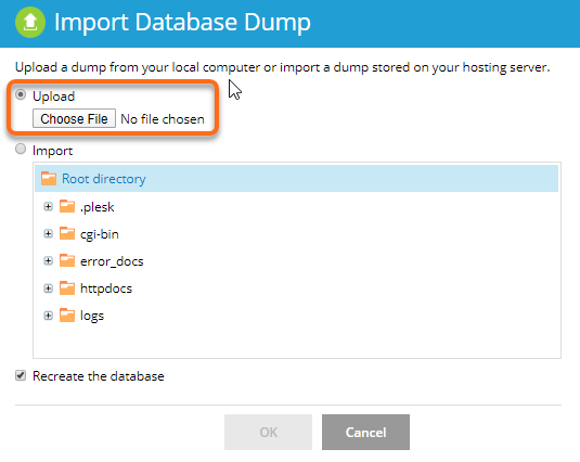 Import Database Dump Upload