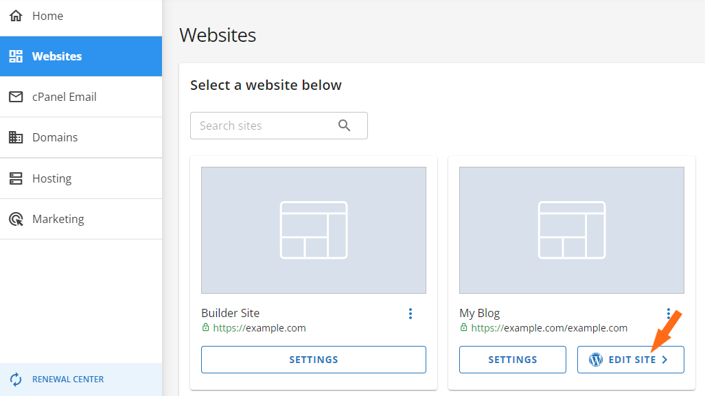 HostGator Customer Portal Edit Website