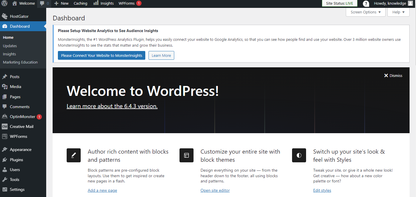 WordPress Login page