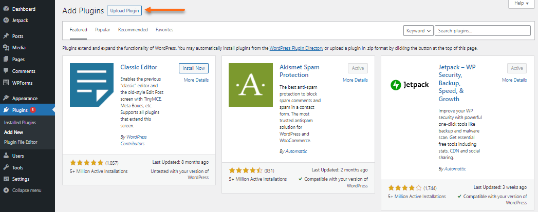 WordPress - Upload Plugin