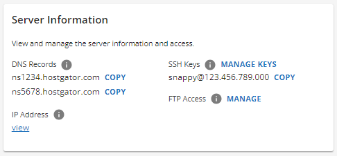 Server Information section