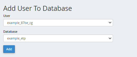 MySQL Databases - Add User to Database
