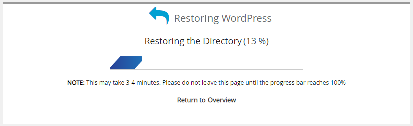 Softaculous Apps Installer - Restore Backup Progress Bar