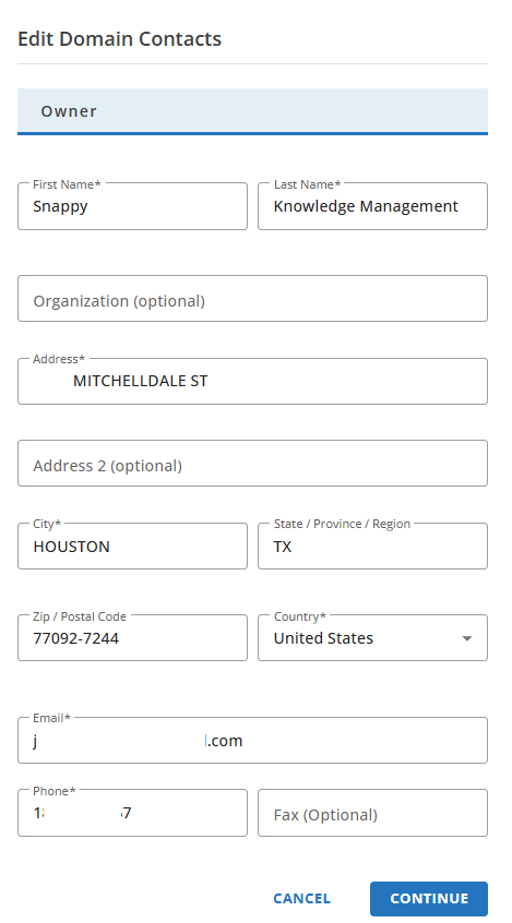 Edit your registrant information