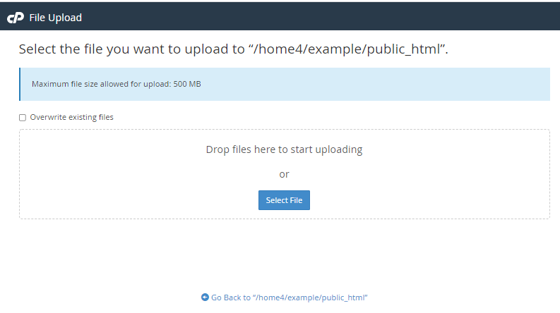 File Manager - Upload - Select File