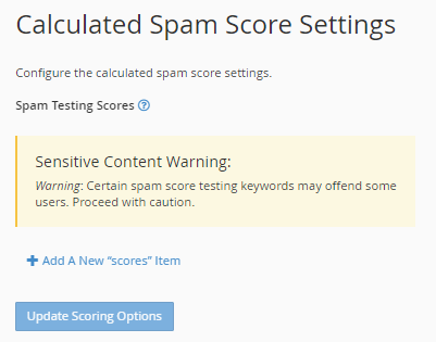 Score Settings - Add New Score