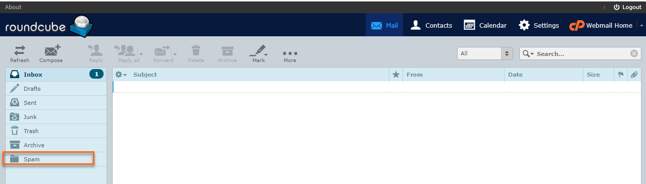 Roundcube spam folder