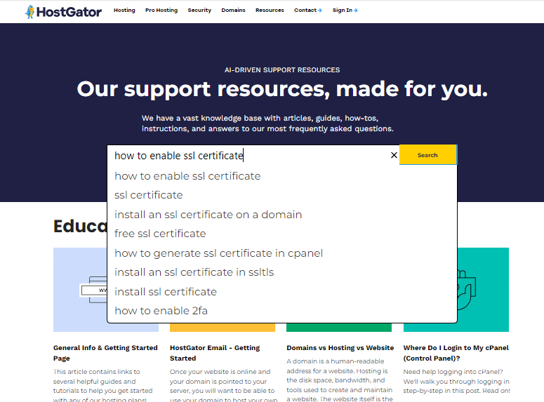 HostGator Search Portal