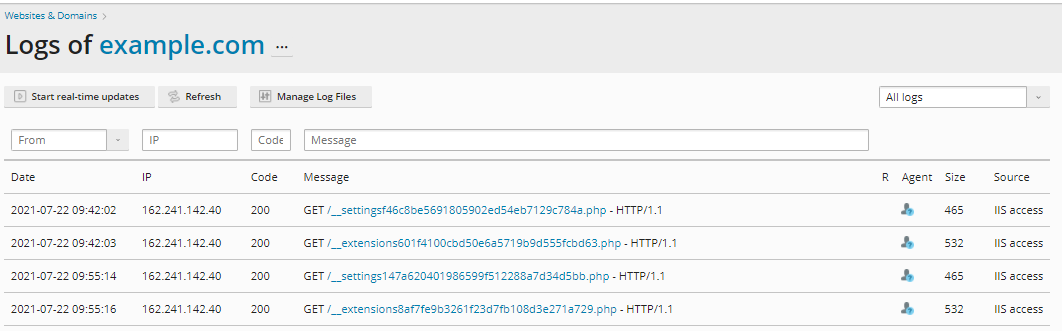 HostGator - Plesk Logs