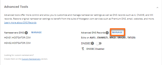 Advance DNS Records - Manage
