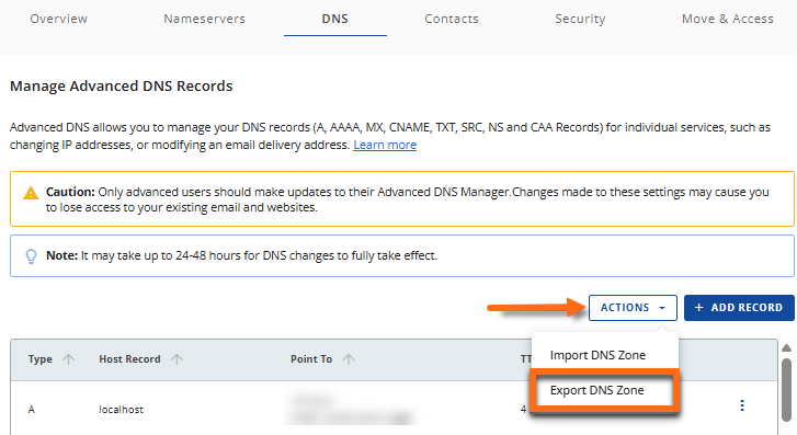 Export DNS